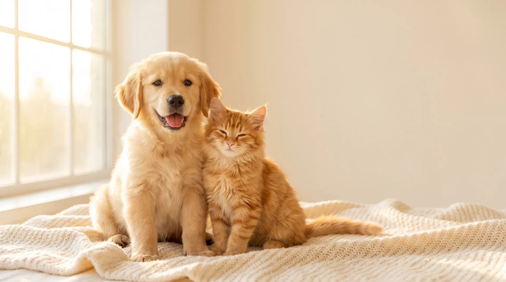 Mutlu köpek ve kedi