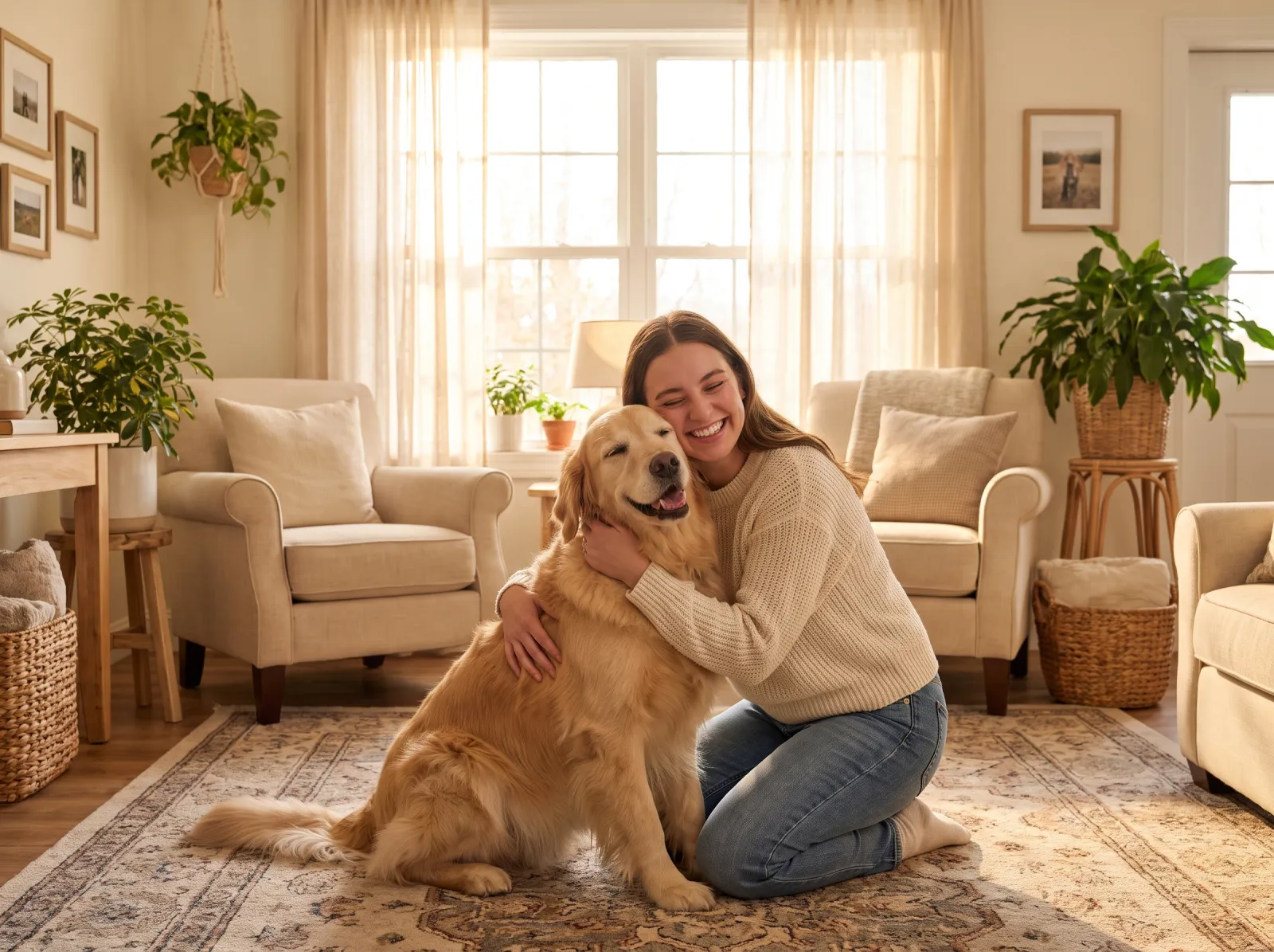 Mutlu sahip ve köpeği